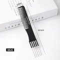 Professional black antistatic hair styling comb with metal pick end and size guide - Teasing Comb (8826) / Black