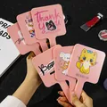 Pink cartoon square hand mirror with cute prints for makeup touch-ups - Random Pattern / Pink