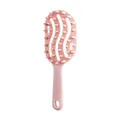 Ergonomic pink hollow scalp massage brush with long handle for wet and dry hair - Pink