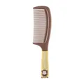 Peigne à cheveux mignon avec poignée de chat endormi en design bicolore café et crème - Brosse à Cheveux Chat Gras / Blanc et Marron