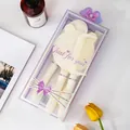 Set regalo di 4 pezzi con pettine per capelli bianco crema e specchio in scatola - 4 Pezzi / Bianco avorio