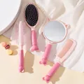 Cute pink cartoon 4-piece hairbrush and mirror grooming set for women and girls - Mouse / Four-Piece Set / Pink