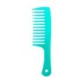 Peigne professionnel à dents larges antistatique turquoise pour cheveux longs et bouclés - Vert Transparent