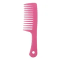 Peigne à dents larges rose vif, peigne démêlant antistatique pour cheveux bouclés - Rose transparent
