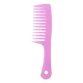Peigne démêlant rose à dents larges professionnel avec un trou de suspension pratique - Violet Transparent