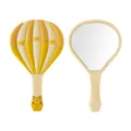 Simpatico specchio a mano a forma di mongolfiera giallo crema con decoro a giraffa - Motivo Giraffa / Giallo