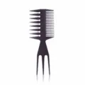 Professioneller doppelseitiger Friseurkamm für Herren Vintage Oil Head Styling - Stil 07 Großer Dreizack (Dunkelgrau)