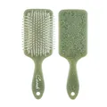 Light green square air cushion paddle hairbrush with elegant floral totem print - With Hole / OPP Bag / Green