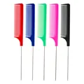 Set of 5 professional colorful rat tail combs with stainless steel pins for hair styling - Type 8821 Rat Tail Comb (8821尖尾梳) / Single Pack / Multicolor (Random)