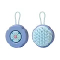 Cepillo de masaje capilar de silicona en forma de flor con un práctico lazo para colgar - Bolsa de polietileno / Azul
