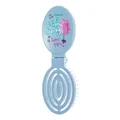 Blue portable folding hair brush with Cotton Candy cartoon print and massage bristles - Blue - Marshmallow
