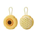 Cepillo de silicona para masaje del cuero cabelludo con diseño de girasol - Bolsa de polietileno / Amarillo