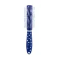 Blue hairbrush with star print handle for styling, hair care and scalp massage therapy - Curling Brush (2705) / Dark Blue