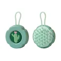 Cepillo masajeador de silicona verde para el cuero cabelludo con diseño de cactus y lazo - Bolsa de polietileno / Verde