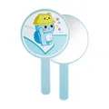 Portable handheld round mirror with cute cartoon diving turtle print in sky blue color - 1 Piece / Blue