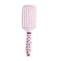 Pink detangling vent hairbrush featuring a handle with purple star pattern prints - Large Curved Brush (2708) / Pink