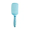 Light blue vented hairbrush with star print handle for detangling and scalp massage - Large Curved Brush (2708) / Light Blue