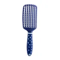 Ergonomic dark blue vented hairbrush with light blue star pattern handle for detangling - Large Curved Brush (2708) / Dark Blue