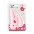 Pink banana-shaped folding travel comb with cute peach and bear design - Banana Print / Pink (Peach Print)