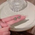 Elegant flower-shaped S925 silver needle zircon stud earrings for women, vintage style - Five-Petal Flower Rhinestone Style (A913 Gold) / Gold