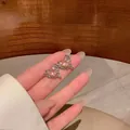 Elegant S925 silver needle heart stud earrings with pink zircon crystals for women. - Heart Rhinestone Style (A834 Silver)