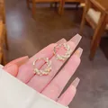 Elegant pearl hoop earrings with minimalist flower design and gold finish - Artificial Pearl Wreath Hoops (E5170) / One Pair / Gold