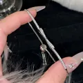 Elegant silver adjustable bracelet with full cubic zirconia stones for women - Full Zirconia Slider Style (S367 Silver) / Silver