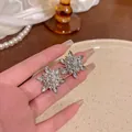 Elegant S925 silver needle flower stud earrings with sparkling marquise crystals - Marquise Spar Flower Style (A679)