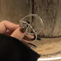 Minimalist large silver hoop earrings featuring a high-shine metallic finish for women - Minimalist Large Hoop Earrings (E4412) / Silver