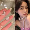Exquisite butterfly stud earrings with clear zirconia stones and 925 silver needle - Exquisite Butterfly Style (E6109银)