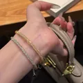 Elegant pavé-set cubic zirconia stackable bracelets in silver and gold finishes - Full Zirconia Stackable Chain Style (1 Piece) (S845金一条) / Gold