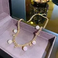Vintage double-row rhinestone necklace with iridescent pearls in gold finish style - Multi-layer Pearl Rhinestone Style (X869金) / Gold