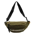 Stylish olive green sports waist bag featuring white embroidered text and adjustable strap - Green