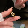 Minimalist elegant gold snake open ring with micro-pave zirconia details on finger - Snake Style (J970 Gold) / Gold