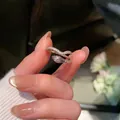 Elegant snake wrap open ring with sparkling crystal pavé in a polished silver finish - Snake Style (J970 Silver) / Silver