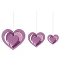 3D-Herz-Hängedeko in drei Größen für Valentinstag und Hochzeitsdekoration in Violett - Stereoskopisches Herzornament / Lila