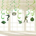 Décorations suspendues spirales thème camouflage militaire pour fête garçon - Tourbillons Thème Militaire Camouflage (6 Tourbillons + 6 Cartes + Crochets)