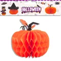 Halloween 3D honeycomb paper pumpkin hanging decoration with a festive header card - Cat Eye Ghost