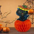 Halloween-Waben-Partydekoration mit schwarzer Katze und Kürbis für festliche Szenen - Kürbis Katze