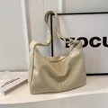 Elegant cream white faux leather large capacity hobo shoulder bag for stylish women - No Pendant / Off White