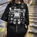 Bolso de pecho táctico techwear gris y negro para estilo de moda urbana tipo streetwear - Gris