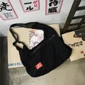 Large capacity black crossbody messenger bag with functional streetwear style for men - Black