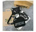 Black hip-hop tactical chest bag with reflective OFFICIAL print and printed straps - Black