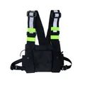 Reflective black tactical chest bag functional vest for hip-hop streetwear style - Black
