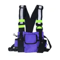 Purple tactical chest rig with reflective strips and multi-pocket design - Purple