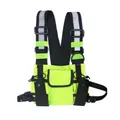 High visibility fluorescent green reflective tactical chest bag with functional pockets - Green
