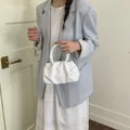 Elegant white pleated cloud handbag for women, chic spring fashion accessory for commuting - Without Pendant / White