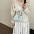 Premium light blue pleated cloud handbag for women with versatile shoulder strap - Without Pendant / Blue