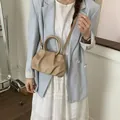 Fashionable khaki pleated cloud handbag with shoulder strap and top handle. - Without Pendant / Khaki