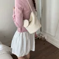 Versatile cream large bucket shoulder bag for women with small pouch for daily commute. - Shoulder Bucket Bag (With Pouch) / White